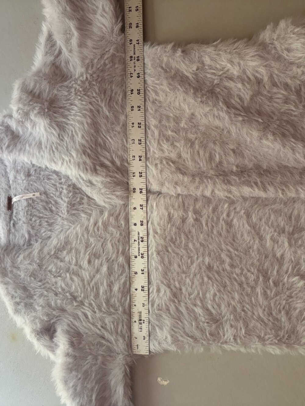 Free People Faux Fur Fuzzy Cardigan Sweater Silver Cloud Size XS - Picture 7 of 7